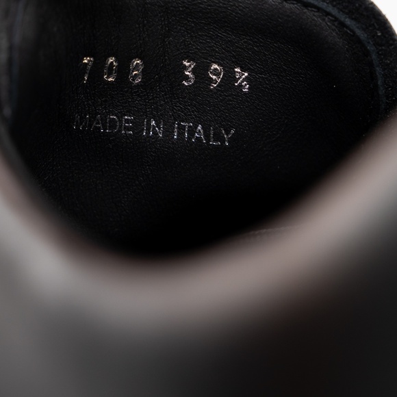 size 39.5eu 9.5 US Prada Monolith Brushed Leather Lace-up Shoes Black Silver - Picture 10 of 13